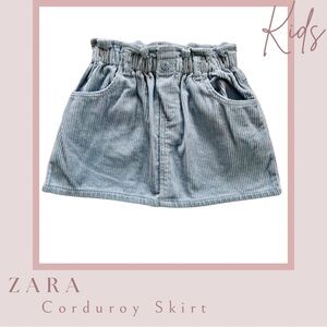 Zara Blue Corduroy Skirt with Paperbag Waist